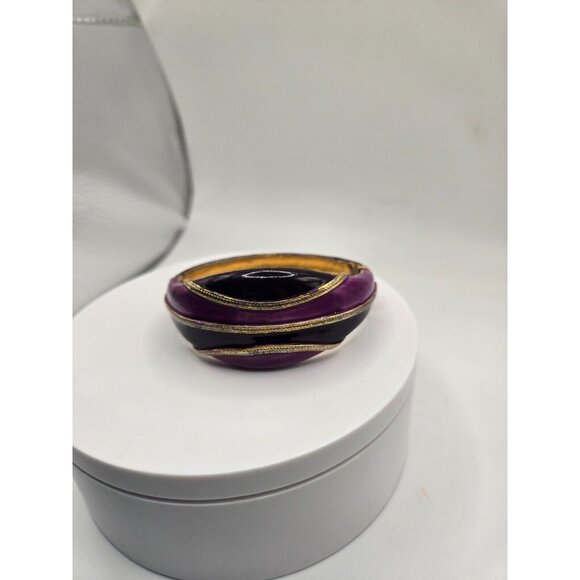 Original by Robert Signed Vintage Hinged Bangle Cuff Bracelet Purple Enamel - Picture 4 of 8